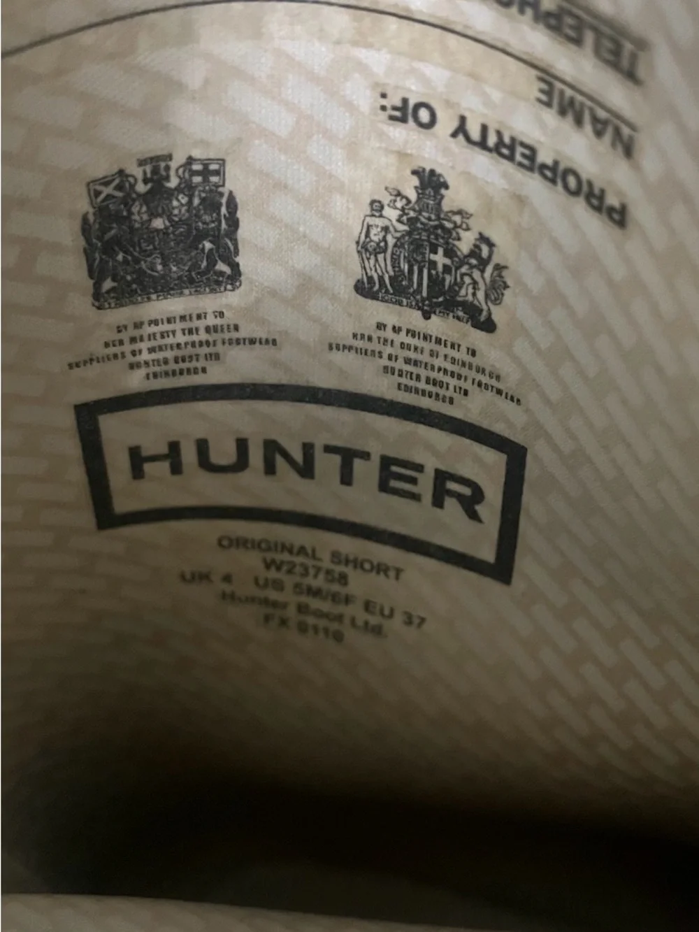 Hunter Original Short Gloss Rain Boots Black Women’s Size 6 Waterproof W23758